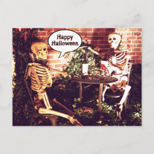 Cartão Postal De Festividades Cartão de Partição de Esqueletos do Halloween Pers