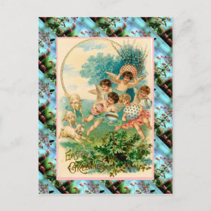 Cartão Postal De Festividades Cartão de Páscoa de Vintage de réplica, Cherubs co