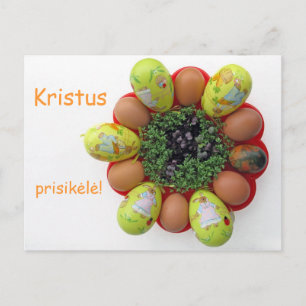 Cartão Postal De Festividades Cartão de páscoa Texto lituano Kristus Prisikele