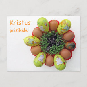 Cartão Postal De Festividades Cartão de páscoa Texto lituano Kristus Prisikele