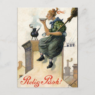 Cartão Postal De Festividades Cartão de pintura de Páscoa sueco Vintage