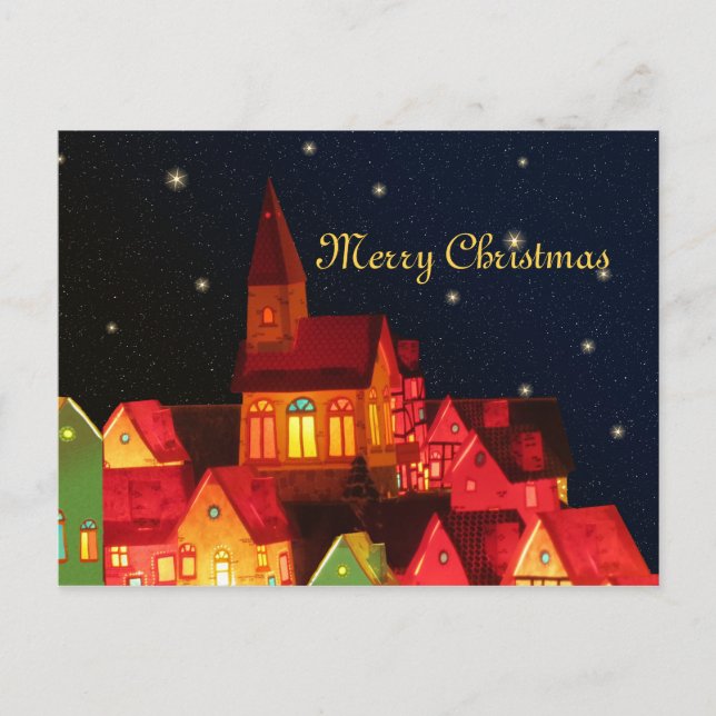 Cartão Postal De Festividades Cartão de Posto da Vila Feliz de Natal (Frente)