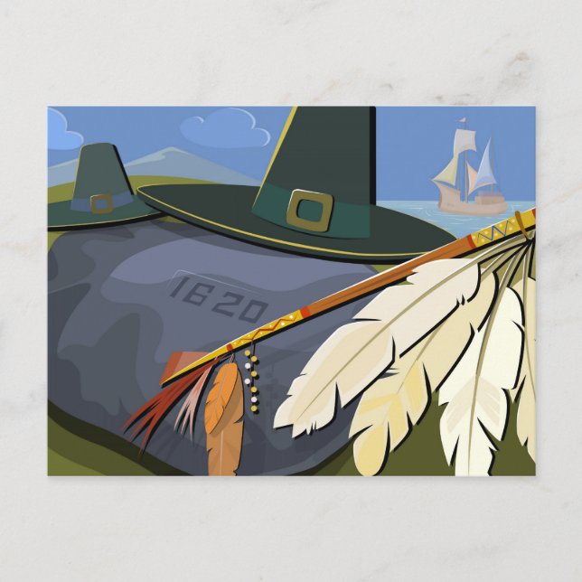 Cartão Postal De Festividades Cartão de Posto de Ação de Graças (Frente)