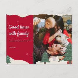 Cartão Postal De Festividades Cartão de Posto de Natal da família com bebê e cão