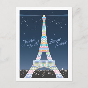 Cartão Postal De Festividades Cartão de posto de Natal da Torre Eiffel