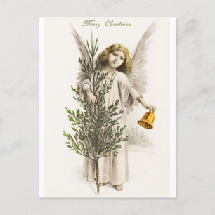 Cartão Postal De Festividades Cartão de Posto de Natal do Angel Vintage Retro Ho
