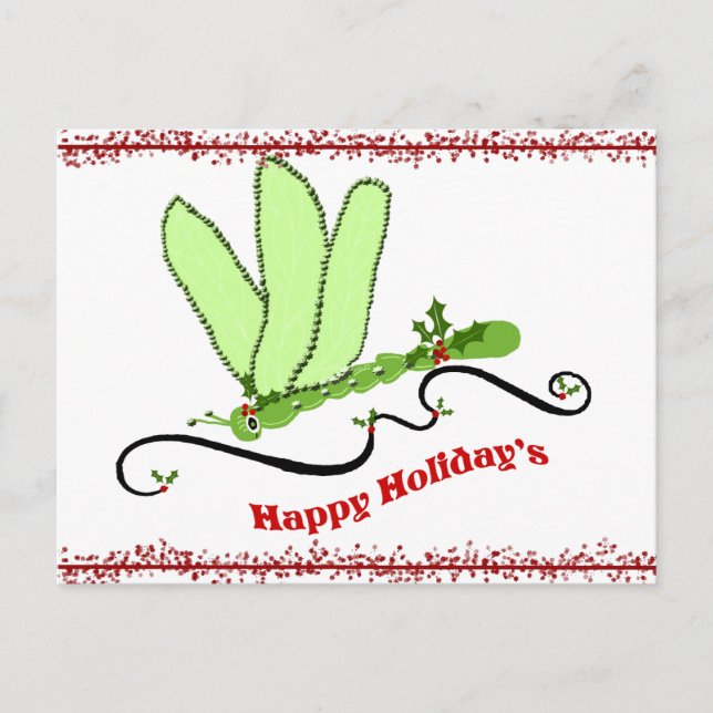 Cartão Postal De Festividades Cartão de Posto de Natal Dragonfly (Frente)