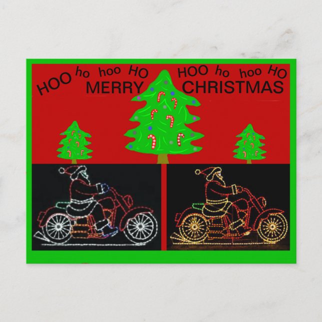 Cartão Postal De Festividades Cartão de Posto de Natal para motocicletas (Frente)