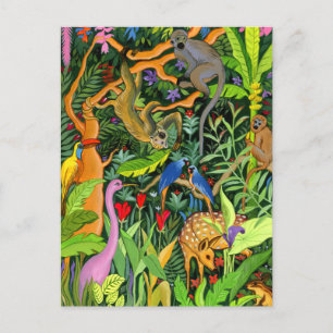 Cartão Postal De Festividades Cartão de Posto para Animais da Floresta Whimséric