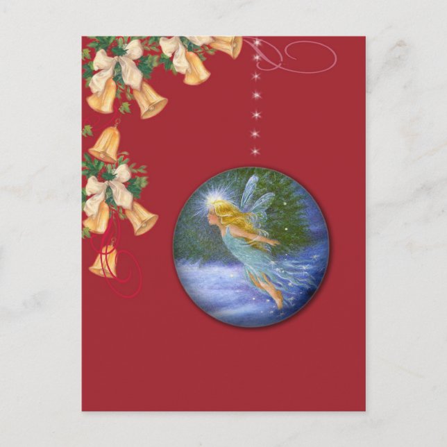 Cartão Postal De Festividades Cartão de posto para fadas de Natal mágicas (Frente)