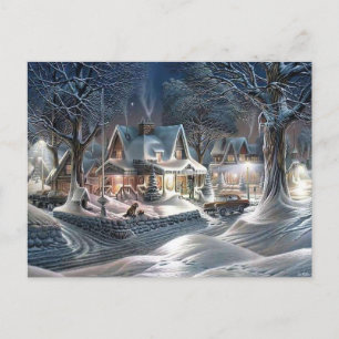 Cartão Postal De Festividades Cartão de posto para férias de neve de Natal