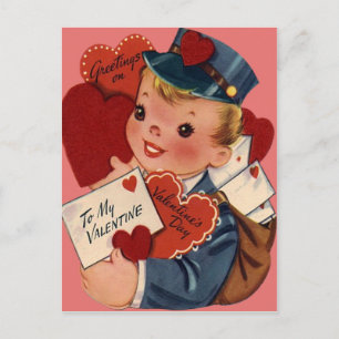 Cartão Postal De Festividades Cartão de São Valentim de Carteiro Retro Vintage