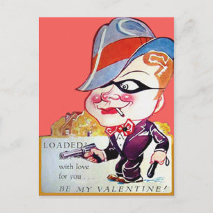 Cartão Postal De Festividades Cartão de São Valentim de Gângster Retro Vintage
