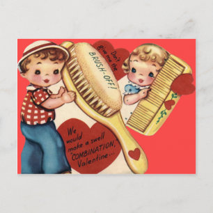 Cartão Postal De Festividades Cartão de São Valentim de Pente e Escova Retro Vin