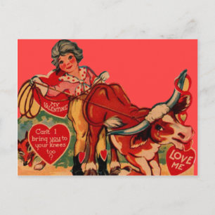Cartão Postal De Festividades Cartão de São Valentim de Rodeio Vintage Retro