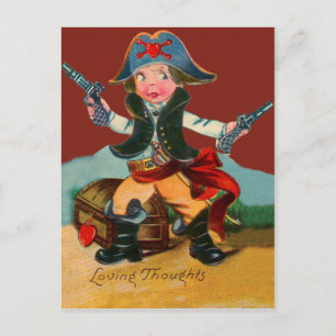 Cartão Postal De Festividades Cartão de São Valentim Pirata Vintage Retro