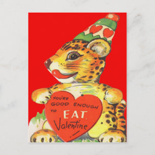 Cartão Postal De Festividades Cartão de São Valentim Vintage Retro Tiger