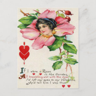 Cartão Postal De Festividades Cartão de São Valentim Vintage Retro Vitória Rosa