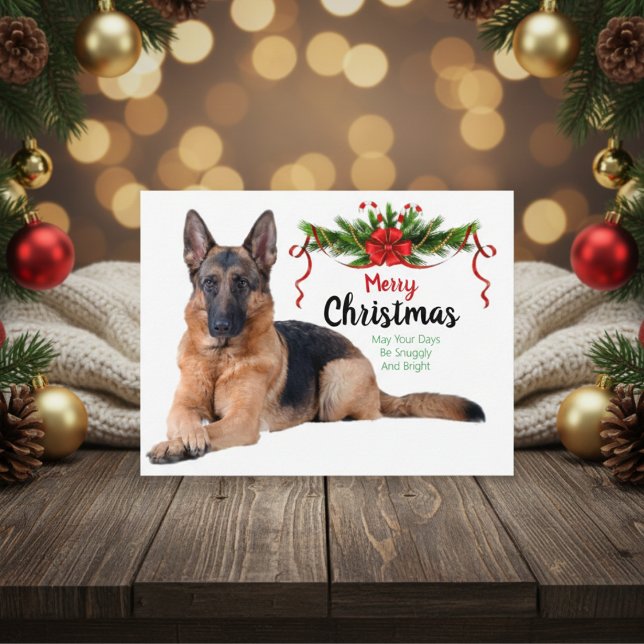 Cartão Postal De Festividades Cartão de Saudação de German shepherd de Natal (Christmas German Shepherd Greeting Card)
