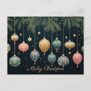 Cartão Postal De Festividades Cartão de Saudação de Natal Festivo Baubles