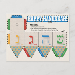 Cartão Postal De Festividades Cartão de Saudação para o Hanukkah Feliz do DIY Dr
