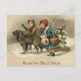 Cartão Postal De Festividades Cartão de Saudações Vintage Seasons - Para o seu f