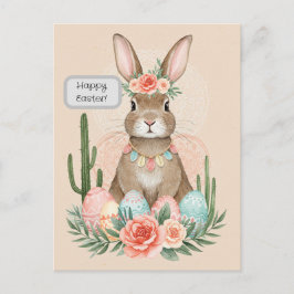 Cartão Postal De Festividades Cartão do Coelho de Páscoa Boho – Postcard Pastel