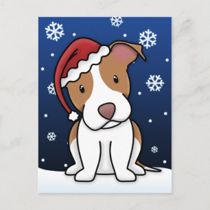 Cartão Postal De Festividades Cartão do Natal do pitbull de Kawaii