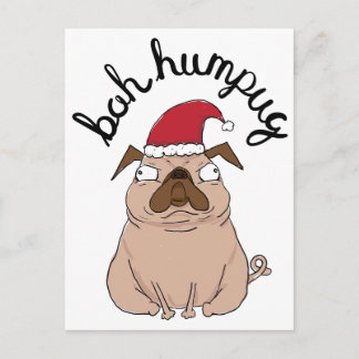 Cartão Postal De Festividades Cartão engraçado do Natal do Pug do papai noel de