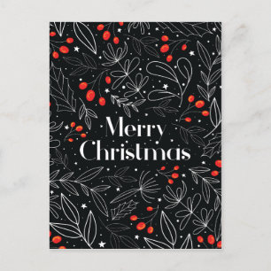 Cartão Postal De Festividades Cartão Floral de Natal Elegante