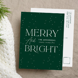 Cartão Postal De Festividades Cartão Moderno de Natal Verde Alegre e Brilhante S