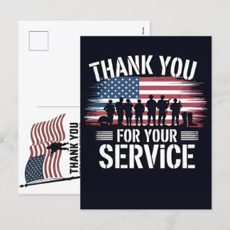 Cartão Postal De Festividades Cartão Patriótico de Agradecimento para Veteranos