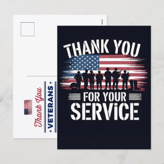 Cartão Postal De Festividades Cartão Patriótico de Agradecimento para Veteranos