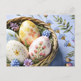 Cartão Postal De Festividades Cartão personalizado de Páscoa com ovos pintados