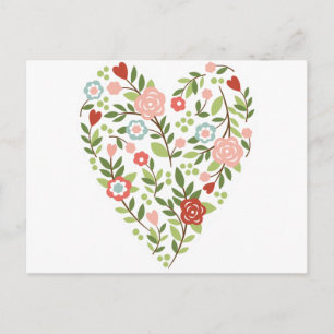 Cartão Postal De Festividades Cartão-postal - Coração Floral - Dia de os namorad