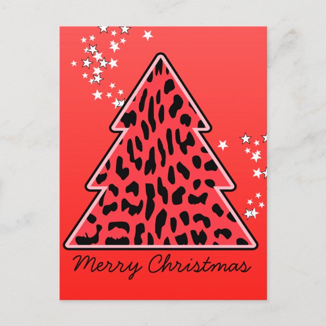 Cartão Postal De Festividades Cartão-postal da Árvore de Natal Lepard Cheetah (Frente)