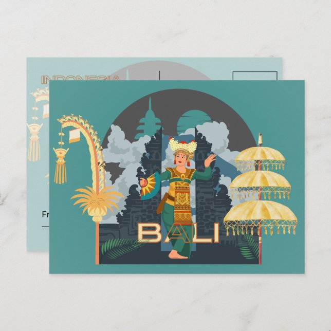 Cartão Postal De Festividades Cartão-postal da bailarina balinesa (Frente/Verso)