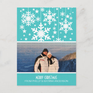 Cartão Postal De Festividades Cartão-postal das estrelas de Aqua Snowflakes
