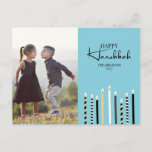 Cartão Postal De Festividades Cartão-postal das Velas do Hanukkah Feliz Moderno<br><div class="desc">Personalize o texto personalizado acima. Você pode encontrar itens de coordenação adicionais na nossa coleção "Modern Happy Hanukkah Candles".</div>