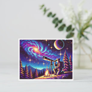 Cartão Postal De Festividades Cartão-postal de Arte Pixel do Dia da Astronomia