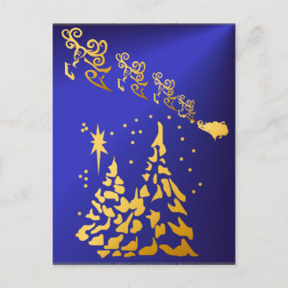 Cartão Postal De Festividades Cartão-postal de Árvores Douradas e Santas Reindee