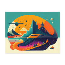 Cartão-postal de Coleta de Poster de Estilo Retroa