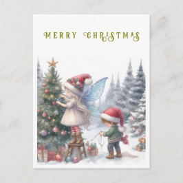 Cartão Postal De Festividades Cartão-postal de Fadas de Natal Bonito