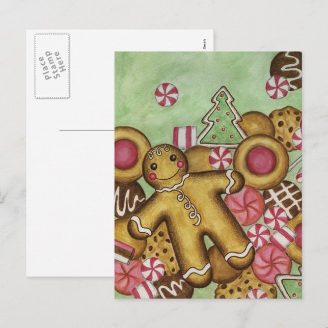 Cartão Postal De Festividades Cartão-postal de fechamento de cookies de Natal (Frente/Verso)