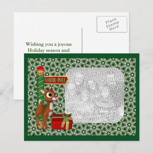 Cartão Postal De Festividades Cartão-postal de Feriado de Natal para Reindeer Cu (Frente/Verso)