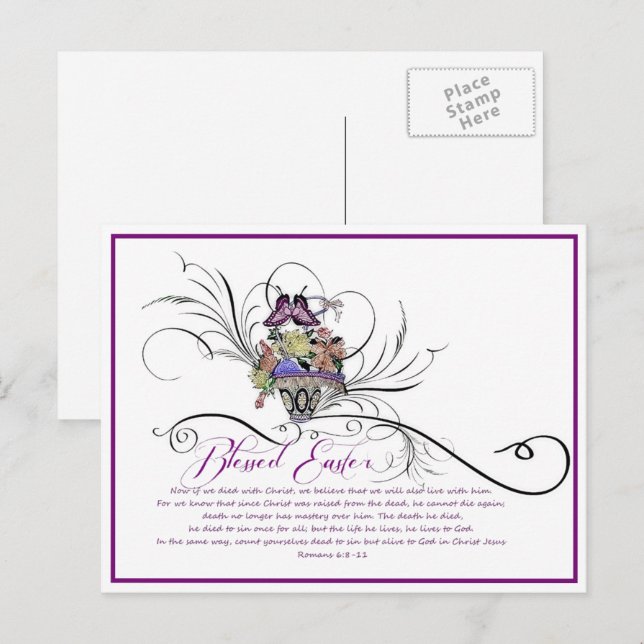 Cartão Postal De Festividades Cartão-postal de Feriado de Páscoa Abençoado (Frente/Verso)