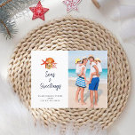 Cartão Postal De Festividades Cartão-postal de Feriado de Seashell para Seas e S<br><div class="desc">Cartão-postal de férias náutico pintado à mão e com coloração d'água. Adicione sua foto favorita da família.</div>
