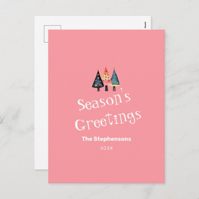 Cartão Postal De Festividades Cartão-postal de Feriado Rosa Rosa das Árvores de  (Frente/Verso)