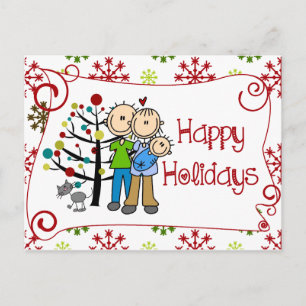 Cartão Postal De Festividades Cartão-postal de feriados felizes da família Sti