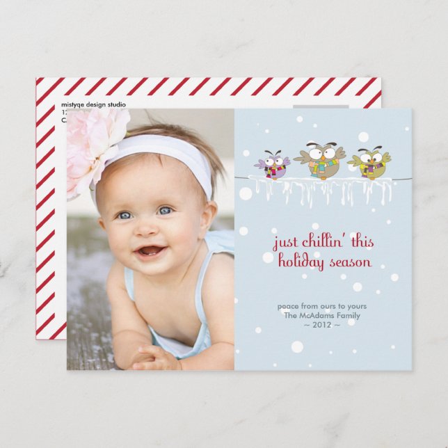 Cartão Postal De Festividades Cartão-postal de Férias da Coruja Chillin (Frente/Verso)